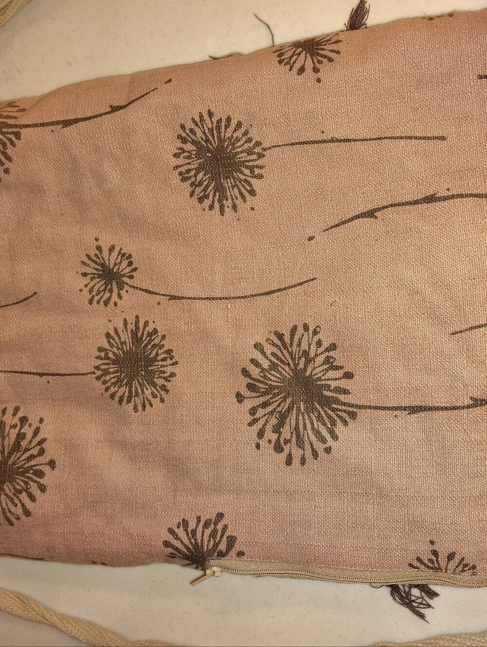 VO-HO Boho Dandelion Drawstring Backpack – Mauve & Chocolate Cotton Linen Cinch